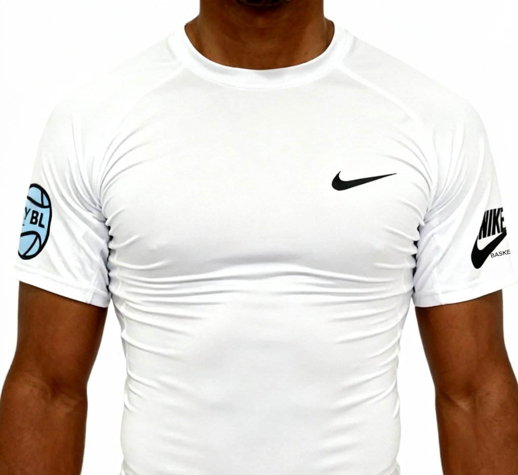 EYBL Compression T-Shirt White Blue Logo