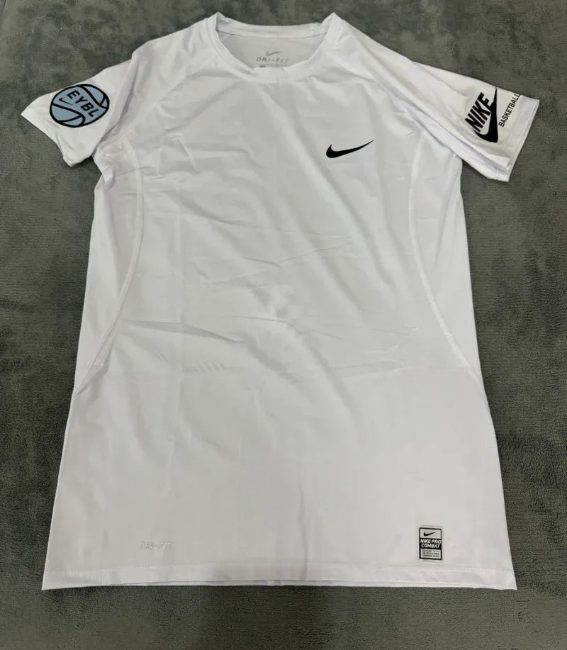 EYBL Compression T-Shirt White Blue Logo